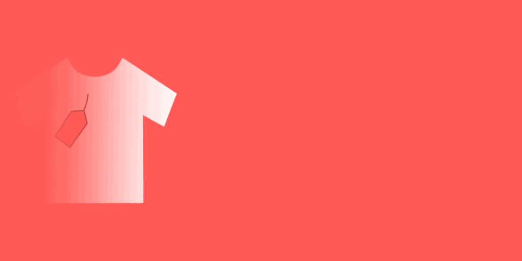 Illustration PIM: verschiedene Produkte, an denen ein Preisschild baumelt, rutschen von links nach rechts durchs Bild.