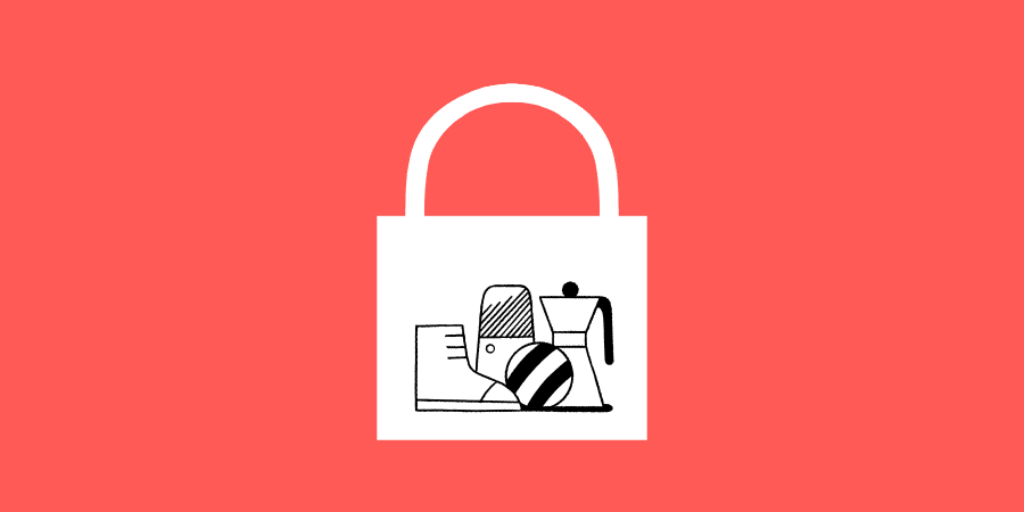 Illustration Plattform-Sicherheit: ein Bügelschloss wird einmal von vorne und von hinten gezeigt.